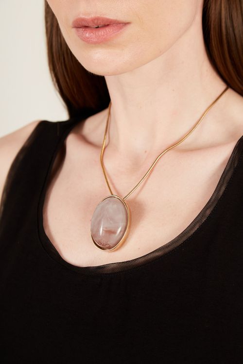 Colar Pedra Solitaria - Dourado