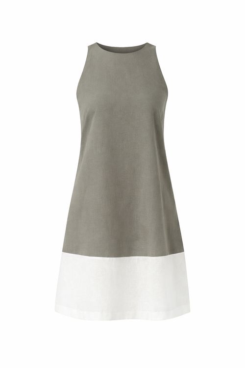 Vestido Curto Bicolor - Cinza Palha