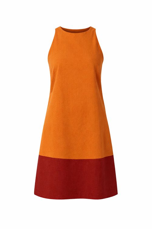Vestido Curto Bicolor - Ferrugem