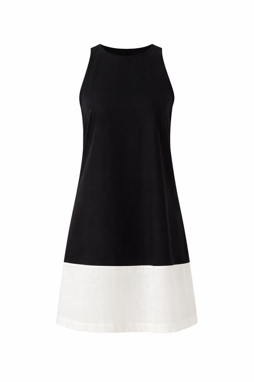 Vestido Curto Bicolor - Preto