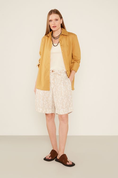 Camisa Algodão Botões - Amarelo Curcuma