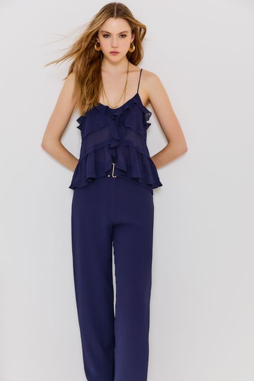 Blusa Alça Babados - Azul Escuro