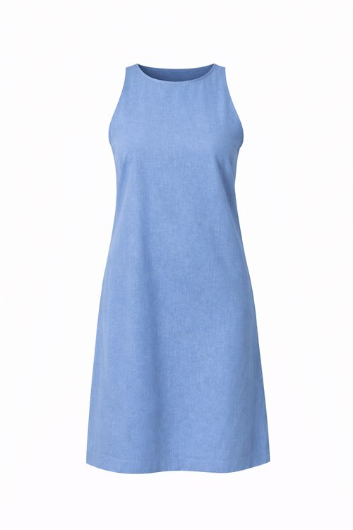 Vestido Curto Linho - Azul Claro