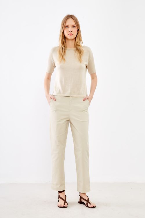 Calça Sarja Bolso Faca - Areia