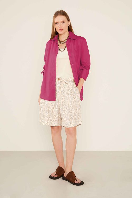 Camisa Algodão Botões - Rosa Radiante