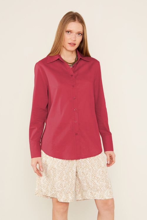 Camisa Algodão Botões - Rosa Radiante