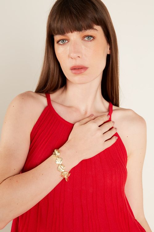 Pulseira Orgânica Martelada - Dourado