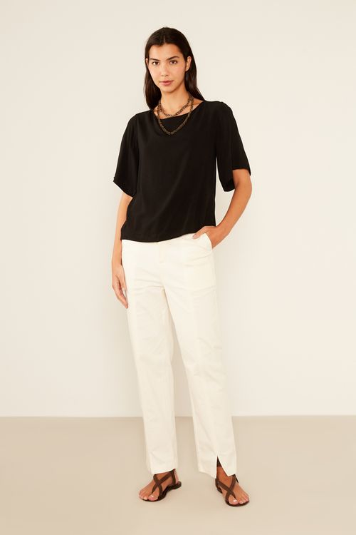 Calça Sarja Abertura Boca - Off White