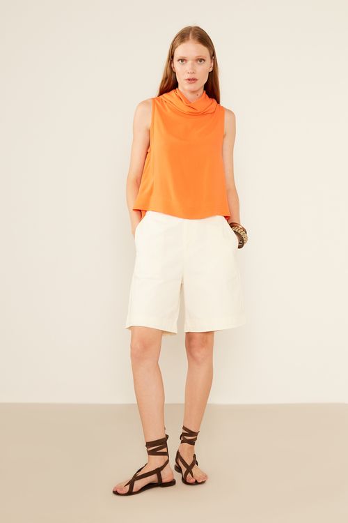 Blusa Casual Gola Alta - Orange