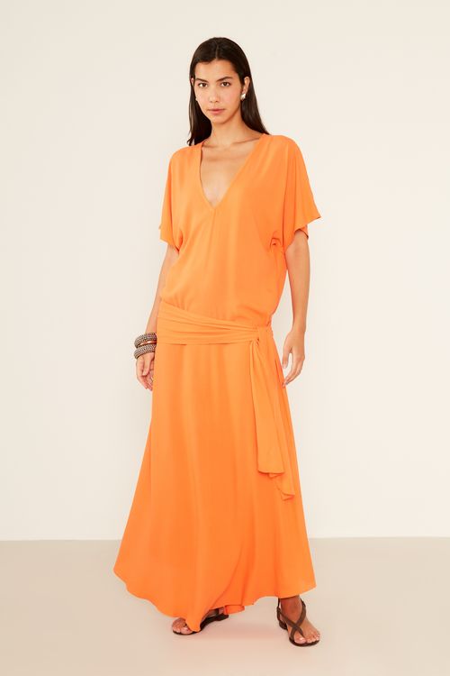Vestido Casual Pala Amarração - Orange