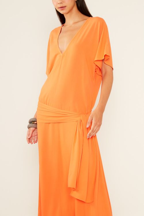 Vestido Casual Pala Amarração - Orange