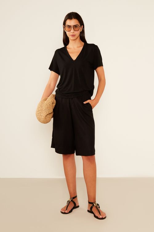 Blusa Malha v Básica - Preto