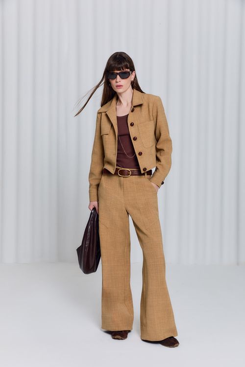 Calça Pantalona Alfaiataria - Camelo