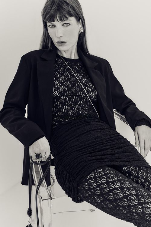 Blusa Manga Longa Renda - Preto