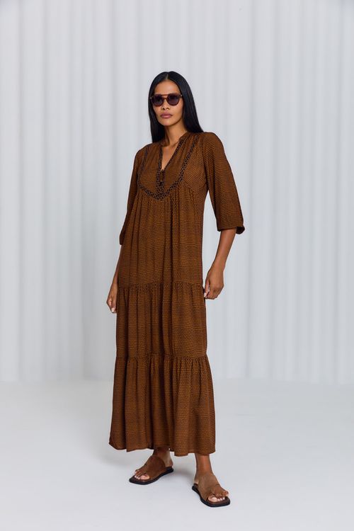 Vestido Manga Estampa Leda - Est Leda