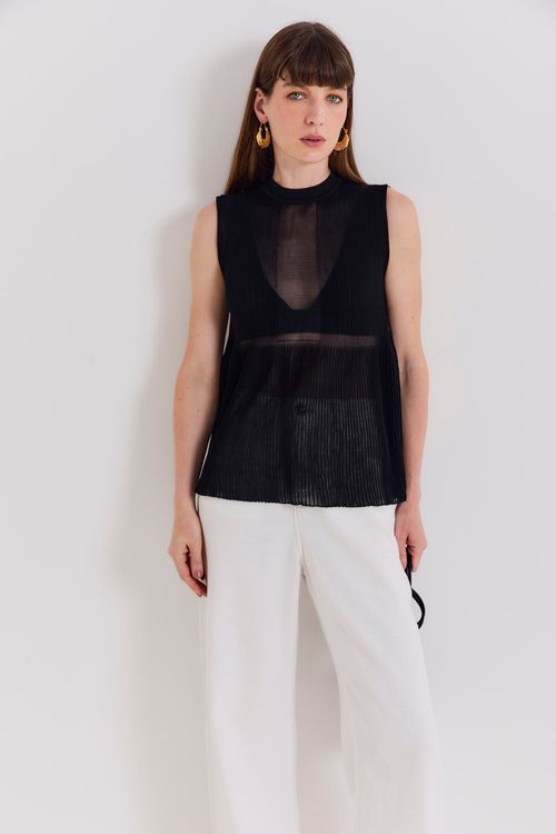 Blusa Tricot Rayon - Preto