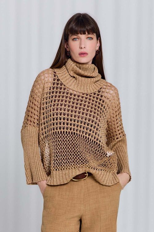 Pull Tricot Lurex - Camelo