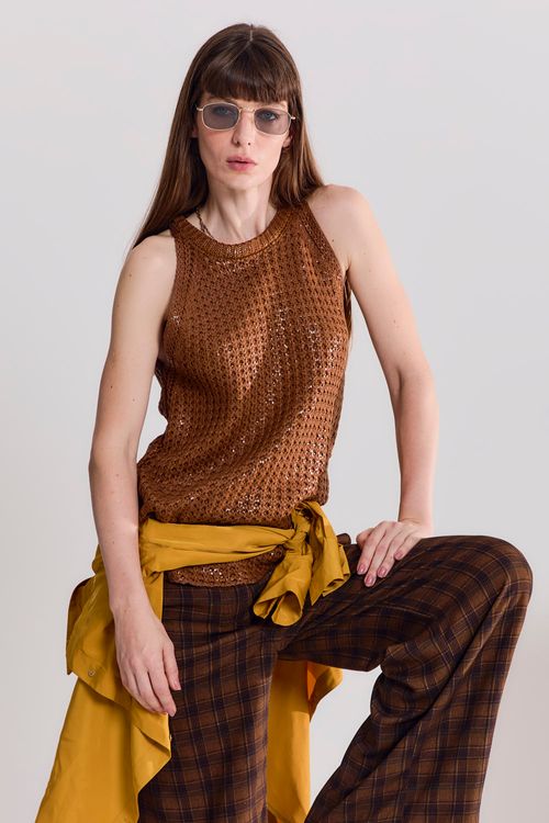 Blusa Tricot Foil - Caramelo Queimado
