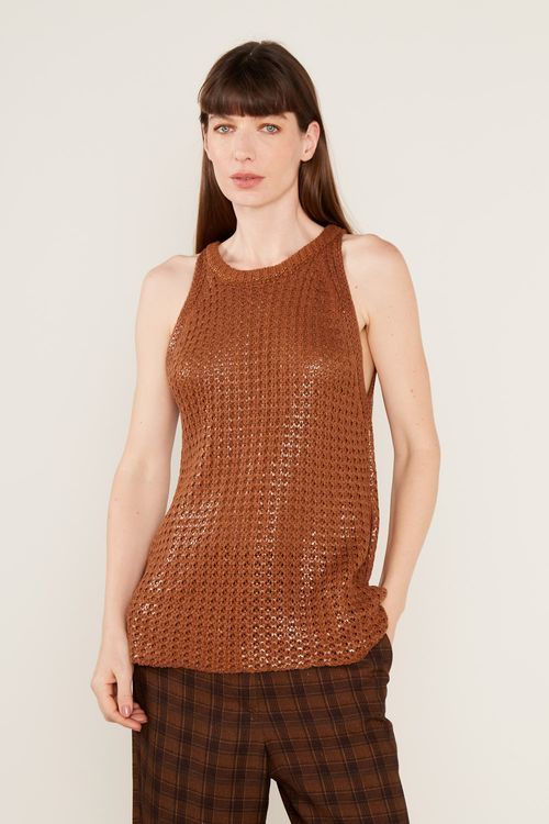 Blusa Tricot Foil - Caramelo Queimado