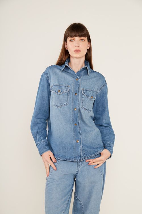 Camisa Jeans Bolsos - Jeans