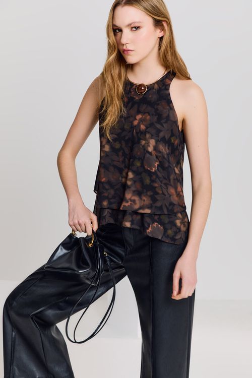 Blusa Estampa Jardim Black - Est Jardim Black