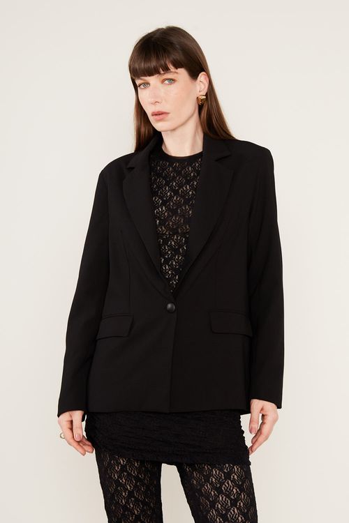 Blazer Longo Alfaiataria - Preto