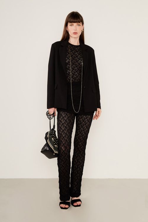 Blazer Longo Alfaiataria - Preto