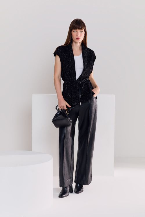 Calça Couro Pu - Preto