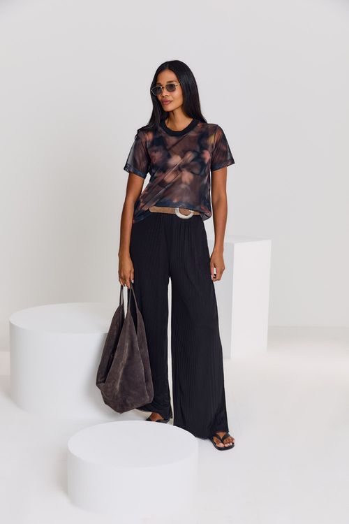 T-Shirt Malha Estampa Jardim Black - Est Jardim Black