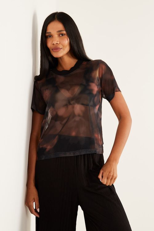 T-Shirt Malha Estampa Jardim Black - Est Jardim Black