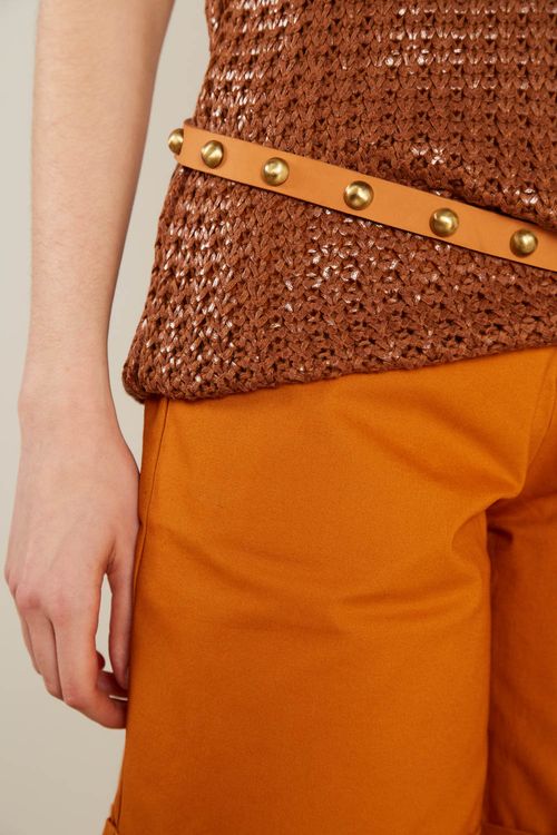 Cinto Couro Metais - Camelo