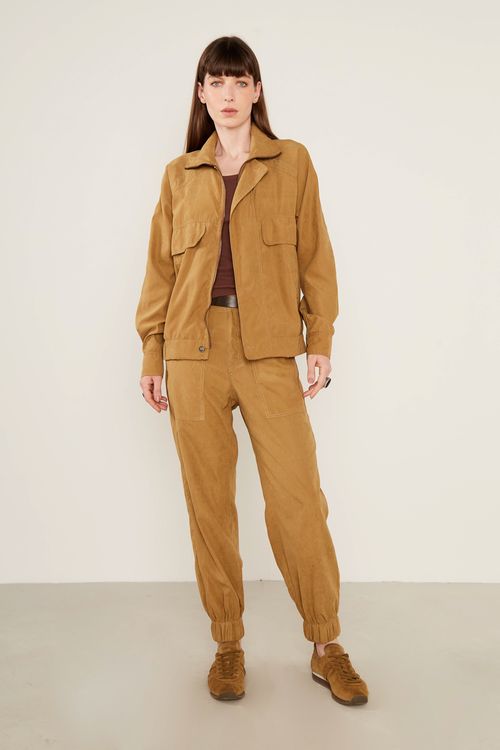 Calça Sarja Faixa - Bege Ambar