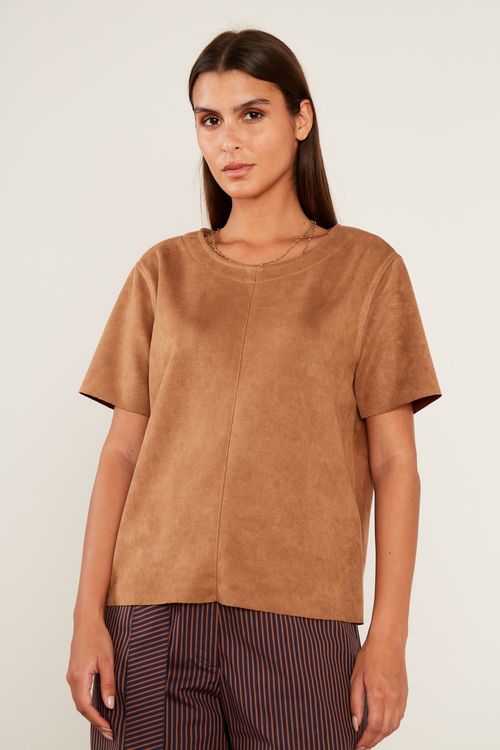 T-Shirt Malha Suede - Marrom Bronze