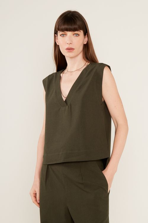 Blusa Regata Pespontos - Manjericao