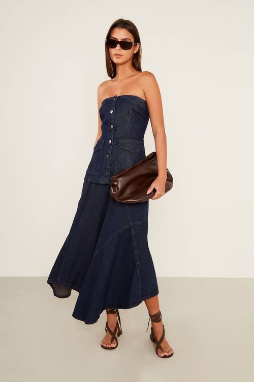 Blusa Jeans Sem Alças - Jeans