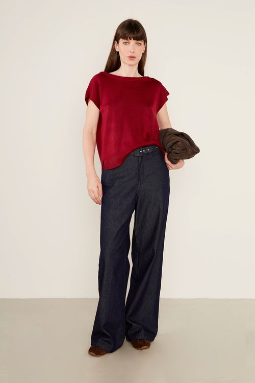 Blusa Tricot Basic - Grena