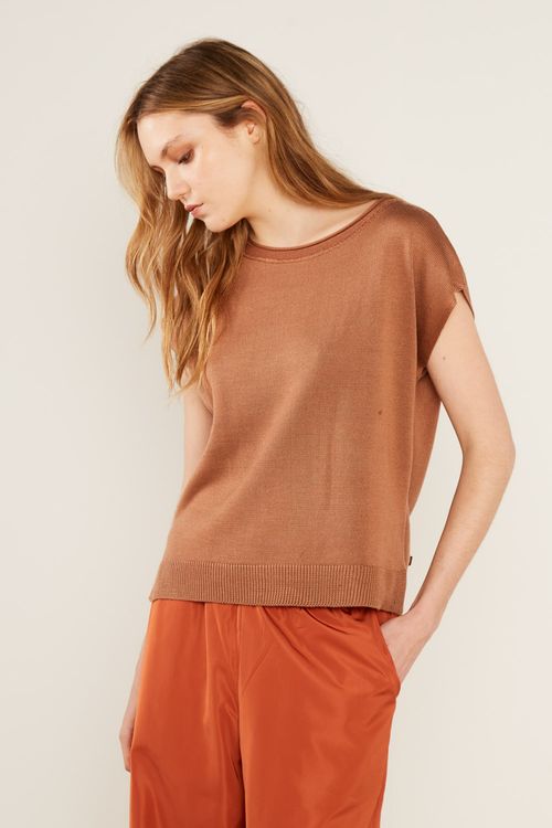 Blusa Tricot Basic - Caramelo Queimado