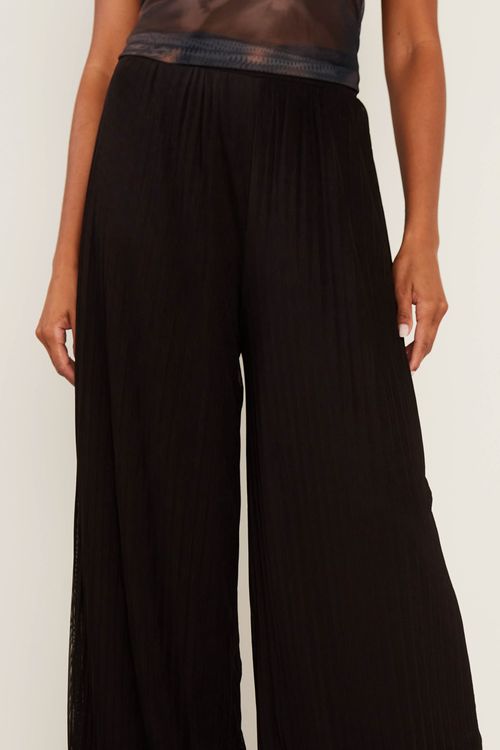 Calça Malha Plissada - Preto