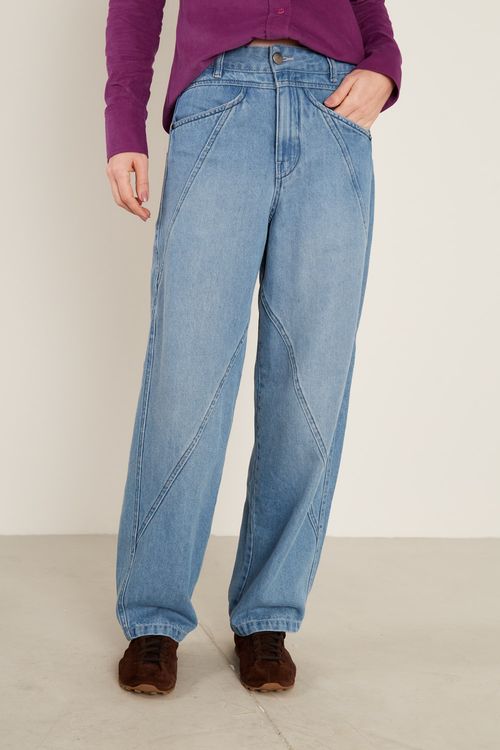 Calça Jeans Ballon Recortes - Jeans