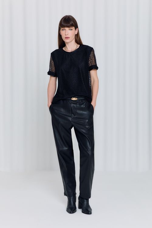 Blusa Malha Renda - Preto