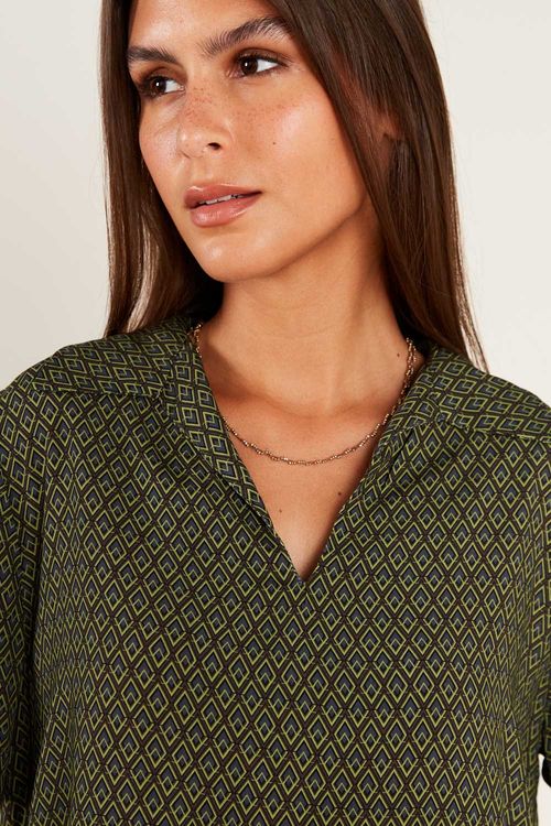 Blusa Polo Estampa Karina Verde - Est Karina Verde