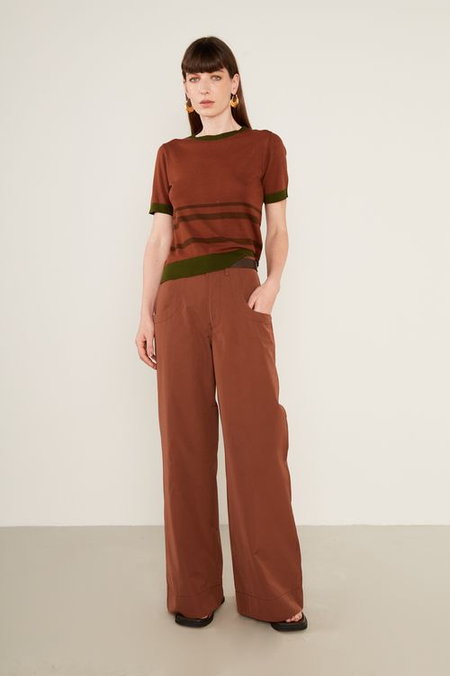 T-Shirt Tricot Listras - Marrom Mascavo