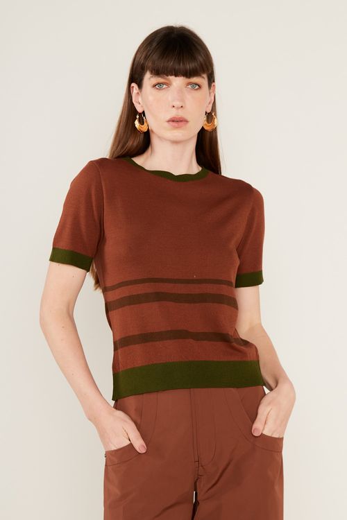 T-Shirt Tricot Listras - Marrom Mascavo