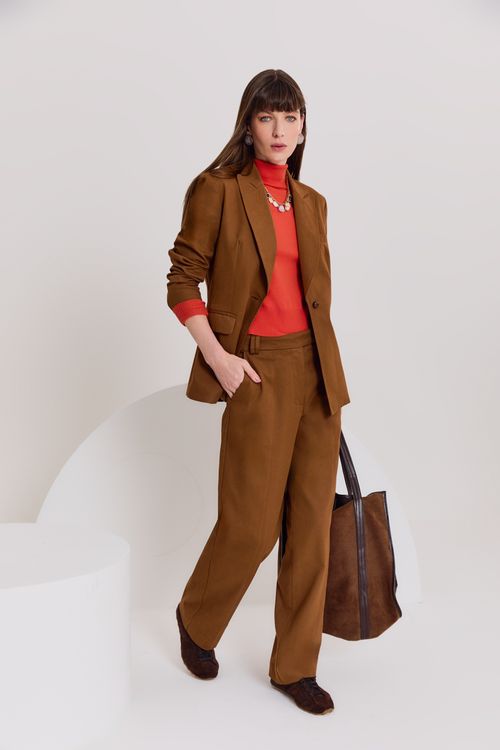 Calça Reta Alfaiataria - Marrom Mascavo