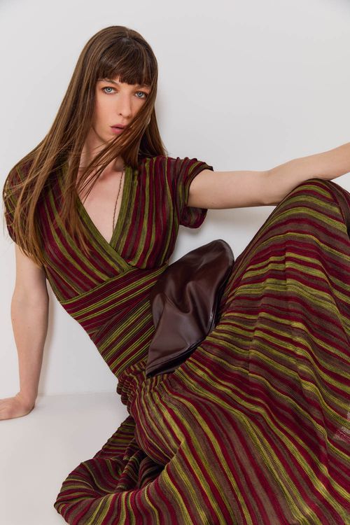 Vestido Tricot Pala Longo - Tricolor