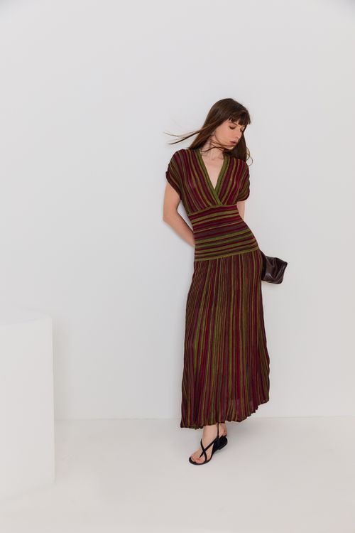 Vestido Tricot Pala Longo - Tricolor