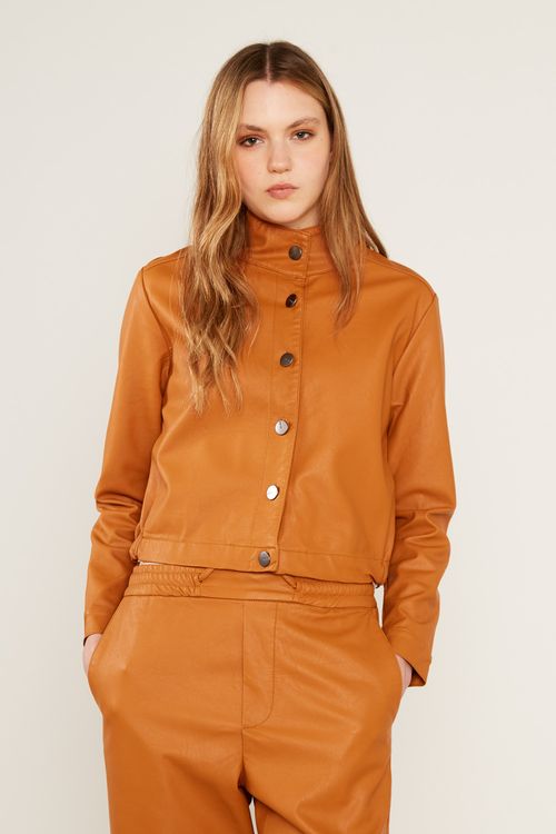 Jaqueta Couro Pu - Marrom Mascavo