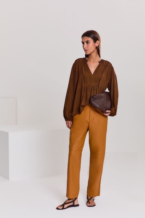 Calça Elástico Cintura - Marrom Mascavo