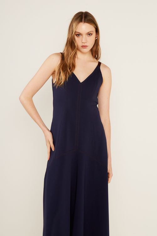 Vestido Malha Meia Argola - Azul Escuro