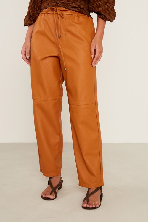 Calça Elástico Cintura - Marrom Mascavo